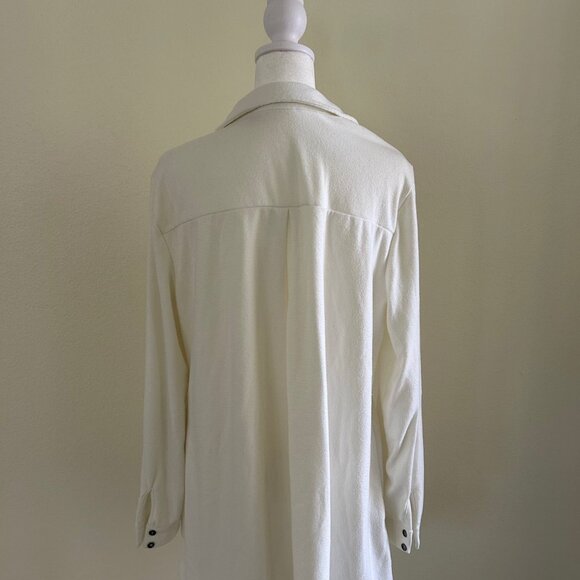 Soft Surroundings Shirt Take It Easy Roll-Tab Sleeve Knit Tunic Ivory SZL Casual - Picture 4 of 10